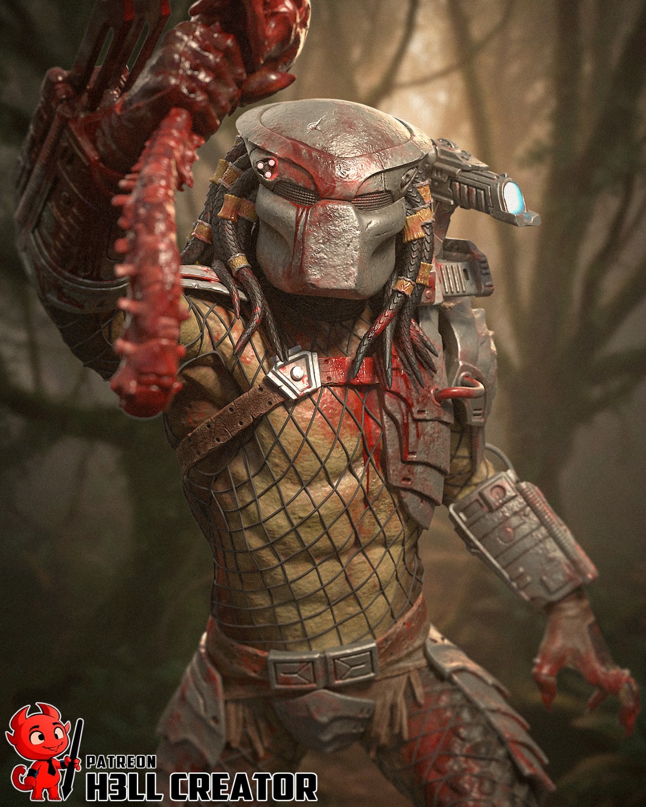 Predator 1/10 Scale Statue 3D Print Model Kit Unpainted