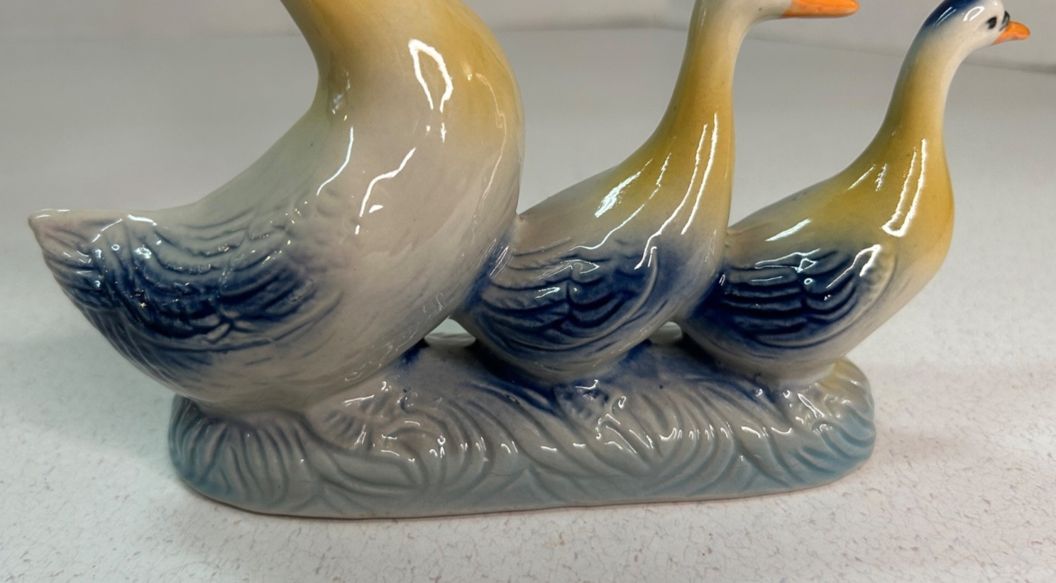 Vintage Ceramic Geese Figurine Hand Painted Birds MADE IN BRAZIL