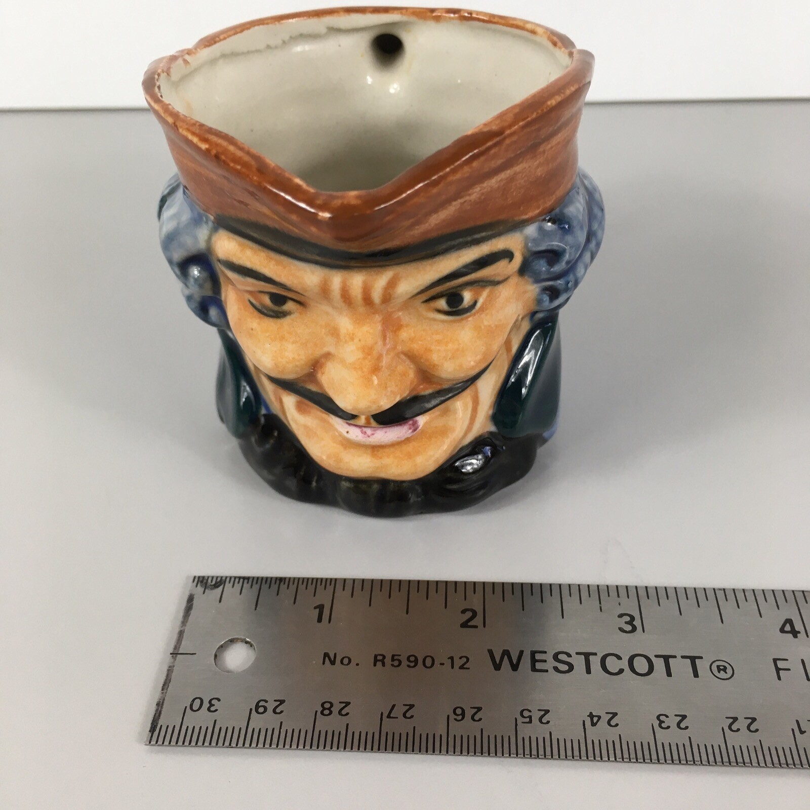 Occupied Japan Pirate Toby Mug Character Face Jug Blue Hair Black Moustache VTG