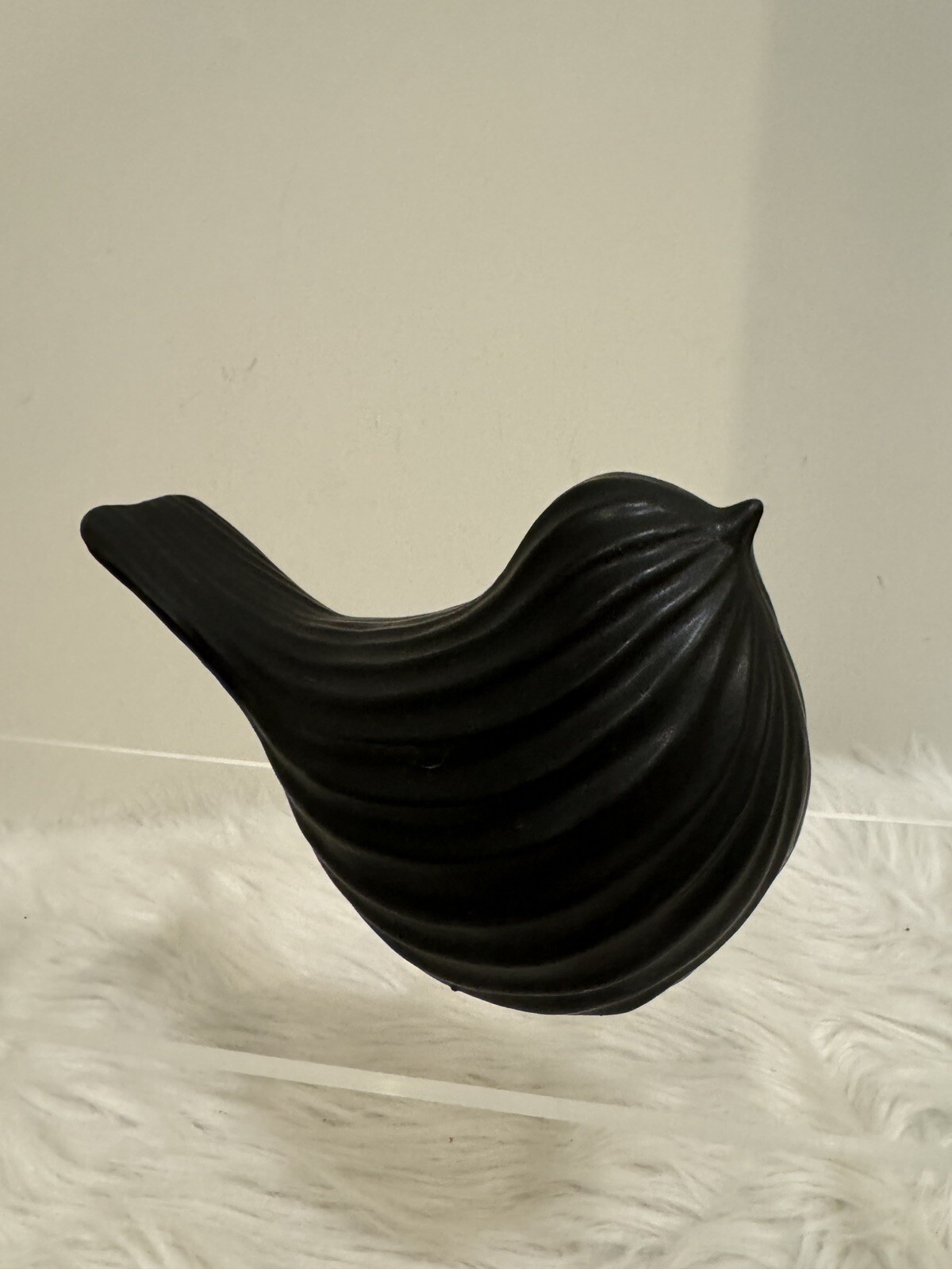 Porcelain Ceramic Black Bird Figure Swedish Statue Sculpture Modern Minimalist