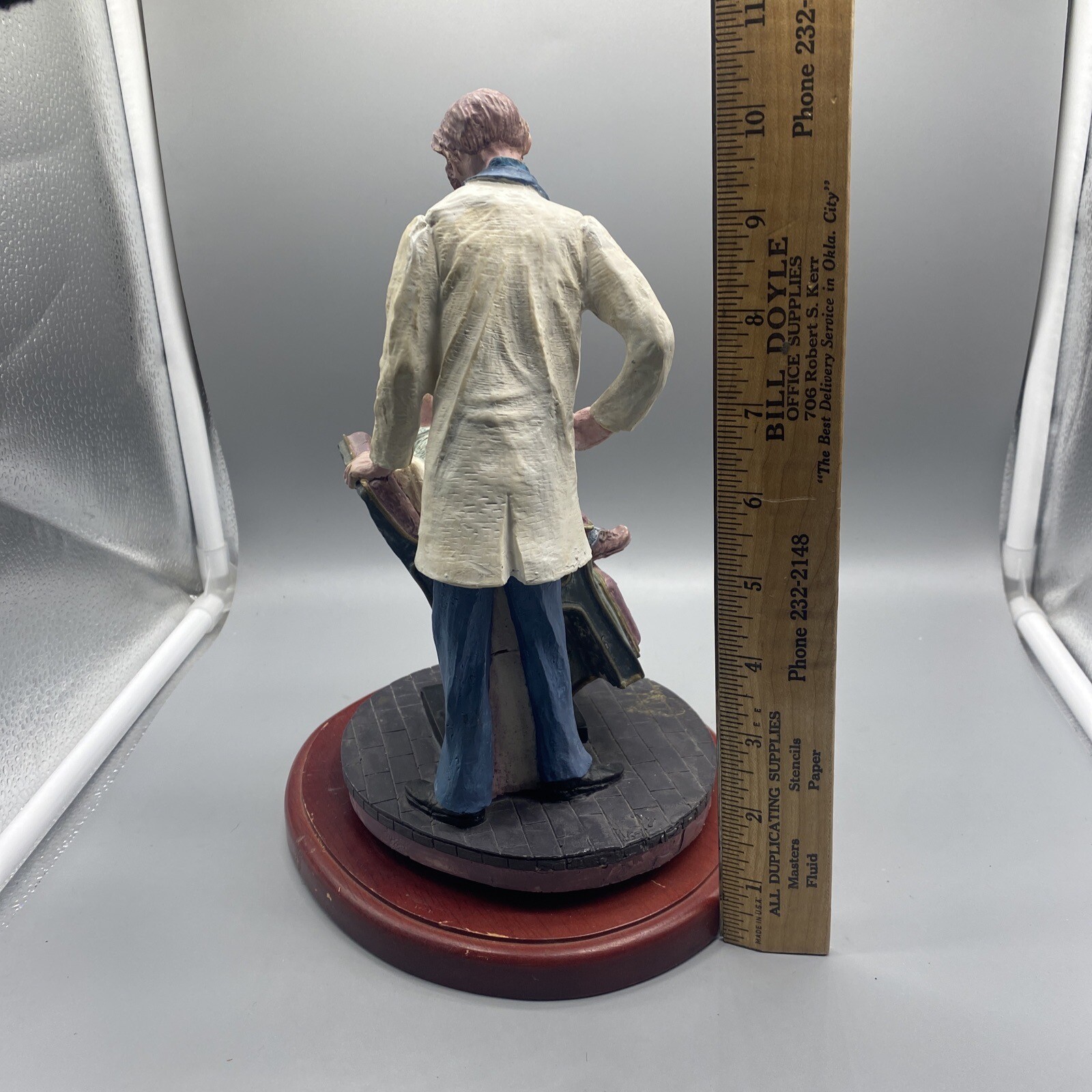 Dentist D.D.S. Pulling Tooth in Chair Resin Figurine on Wood Base READ CONDITION