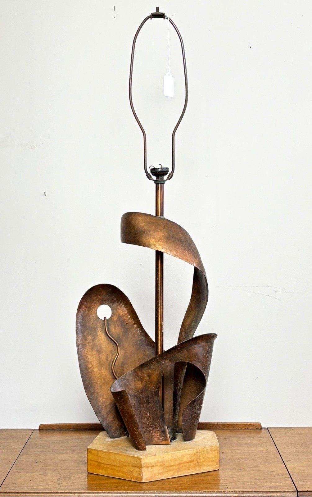 Mid Century Modern Hammered COPPER SCULPTURE with stand/ SPECIAL $