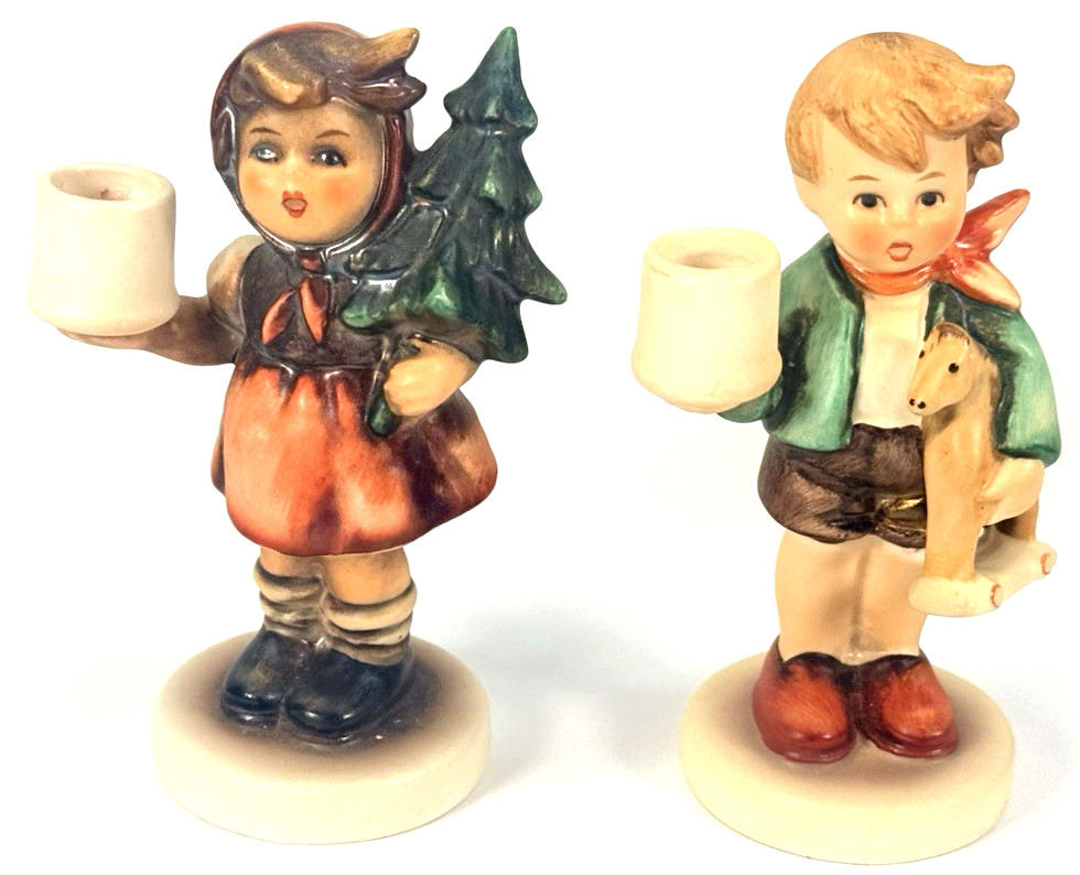 [M.J. HUMMEL] 2 pcs Girl w/ Tree 116 & Boy w/ Horse 117 Candles TMK-6