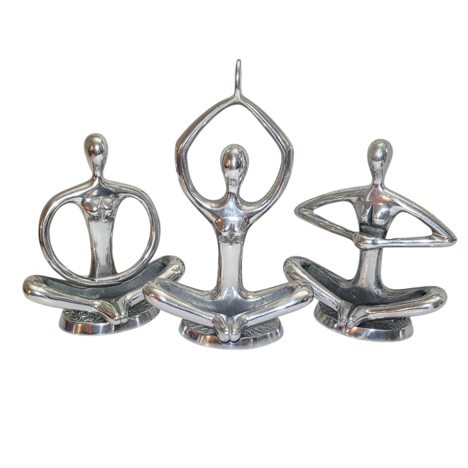 Armalent Silver Yoga Figurine Set 3 Meditation Pose Sculptures Zen Home Decor