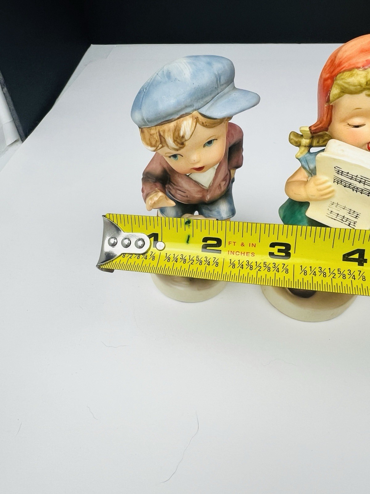 VTG 4 Ceramic Figurines Arnart The Fishing Boy Boys friend Flower Girl Prima