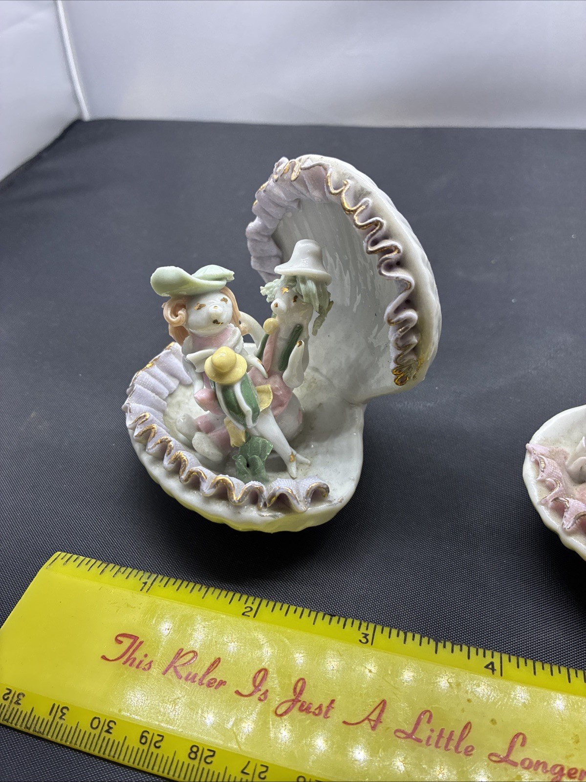 Lefton Figurine 2x Clam Shells Boy Girl Set Vintage Geo. Z Lefton 1950s GORGEOUS