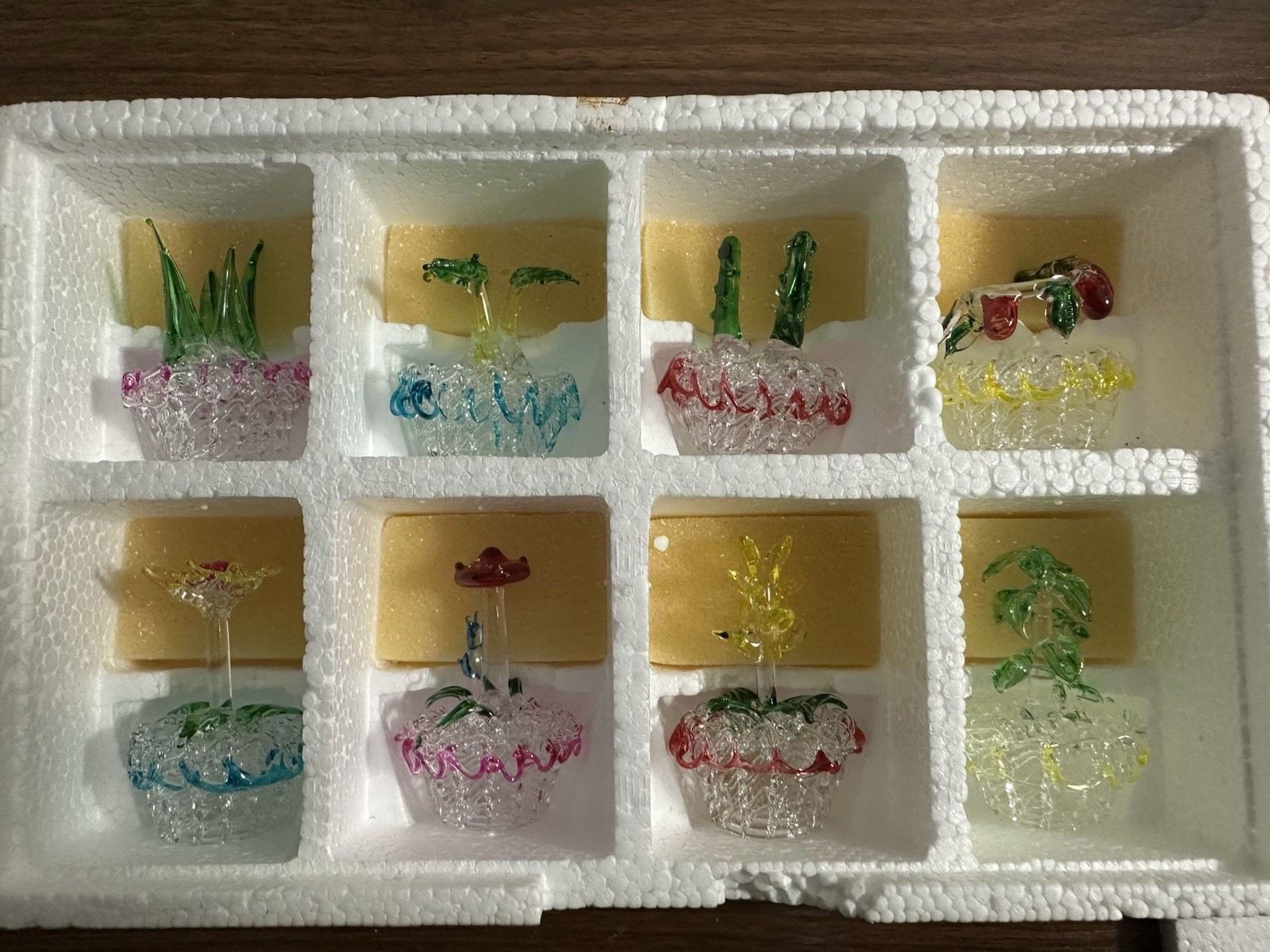 Mini Blown Glass Figurine Plant Set