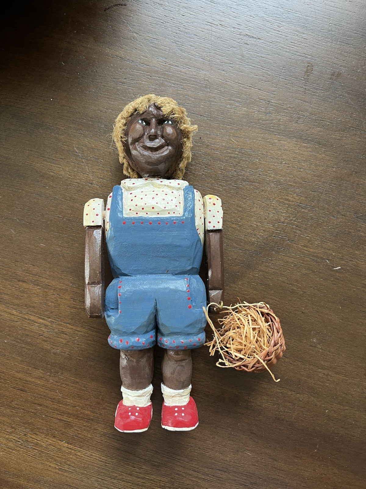 Primitive American Folk Art Wooden Hand carved Doll Signed Kirby Young Girl