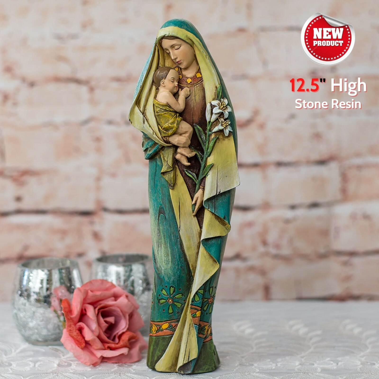 Madonna and Child Statue Blessed Virgin Mary Baby Jesus Figurine Religious Gift