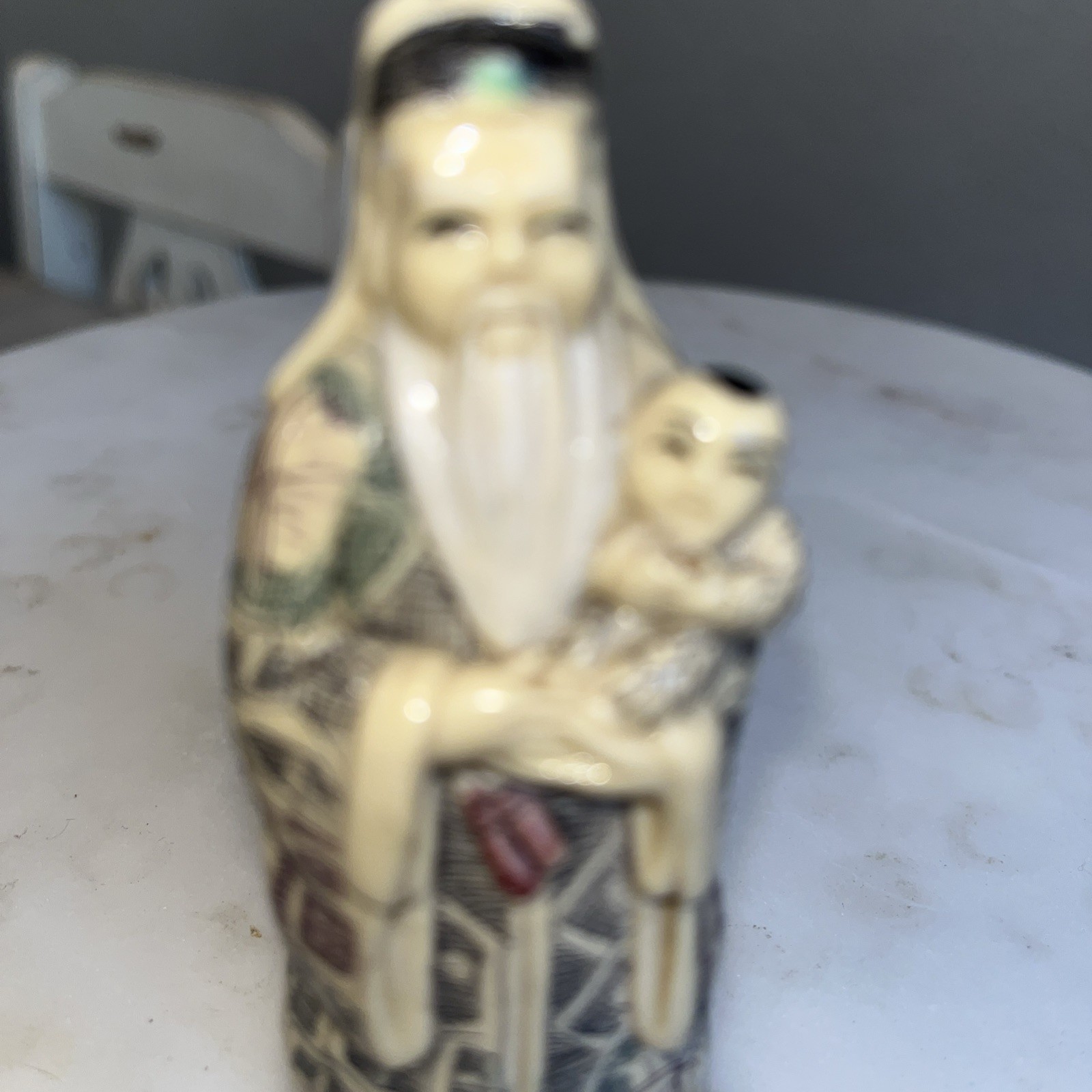 Vtg 3 Chinese CARVED 4” Resin Figurines Gods Of WEALTH, LONGEVITY & HAPPINESS
