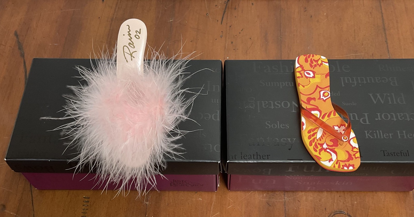 Lot of 2 Just the Right Shoe Raine Summer Sandal Pink Slipper Signed Boxes
