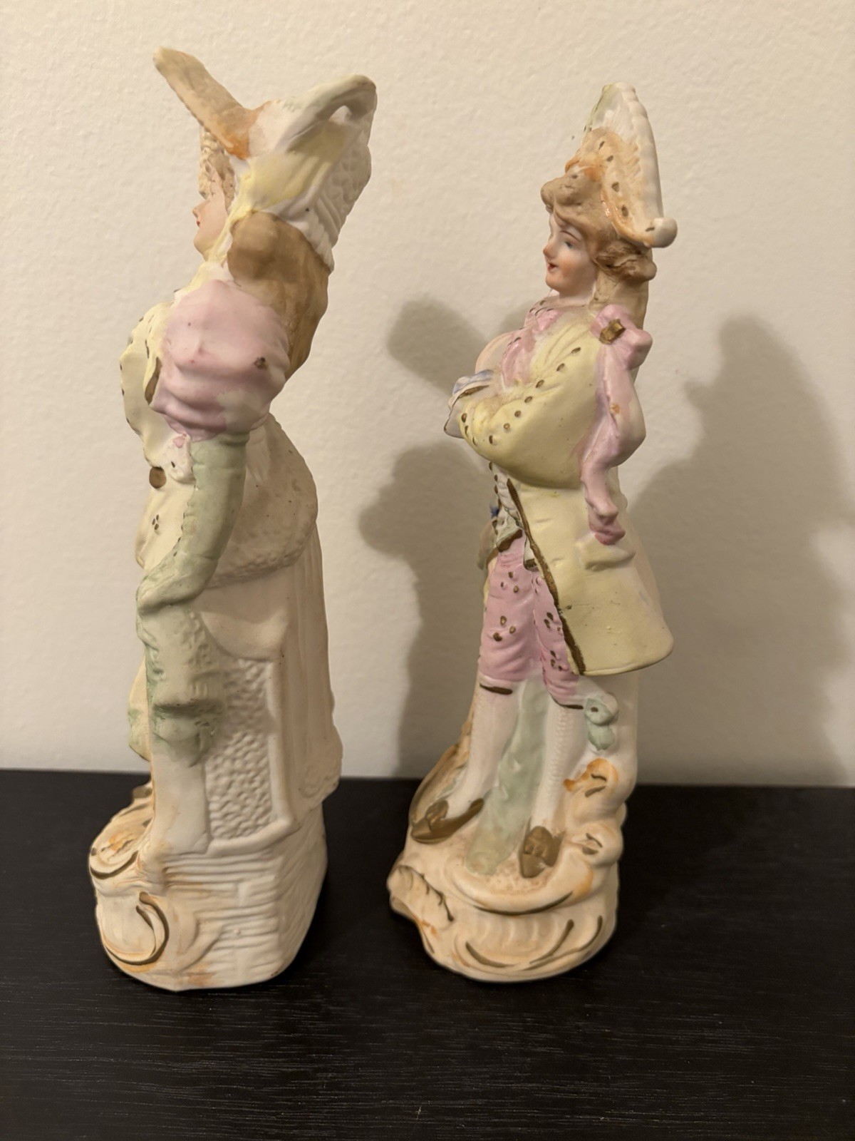 Vintage Bisque Colonial Couple Figurines Pastel Japan