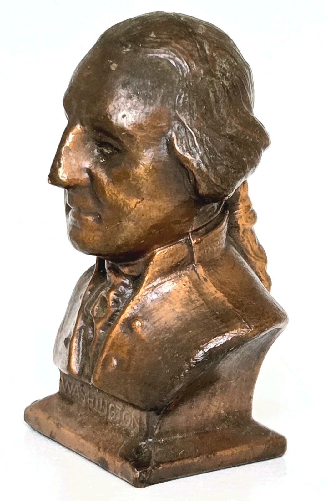 George Washington Miniature Bust Bronze Tone Figurine 2.5” Vintage Americana