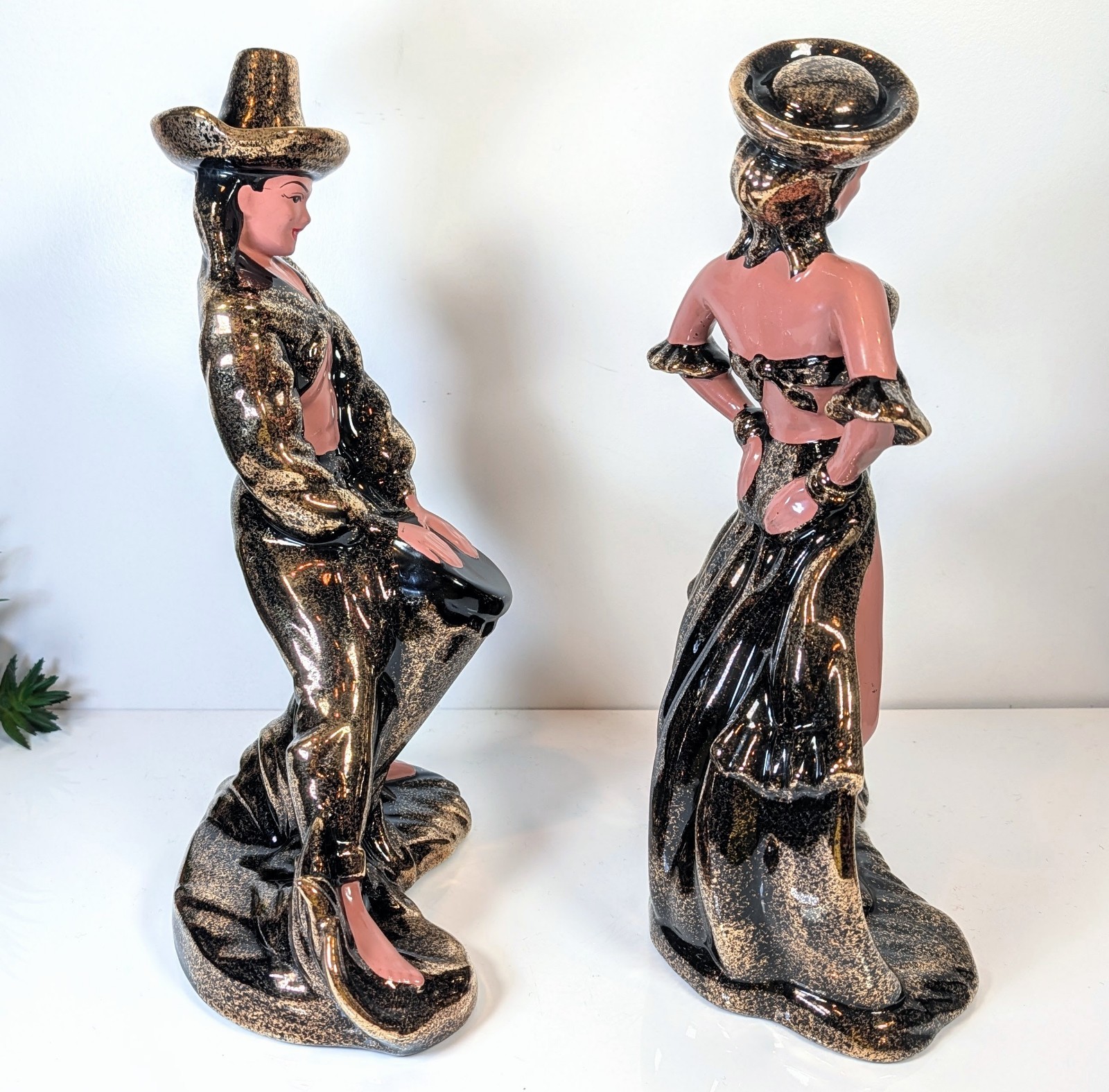 15″ California Art Pottery Bongo Player Dancer Figurine Mid Century Yona Gilner