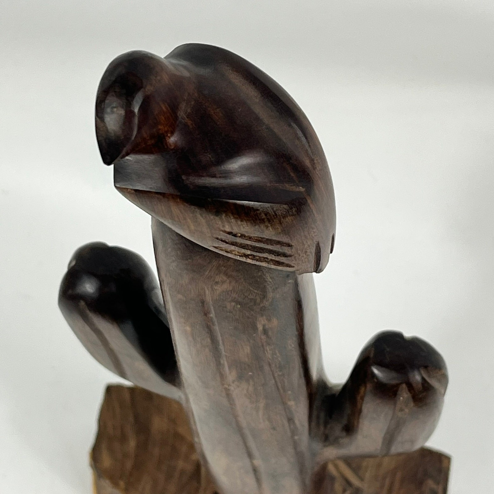 Vintage Mexican Ironwood Saguaro Cactus Bird Sculpture Hand Carved 15in Folk