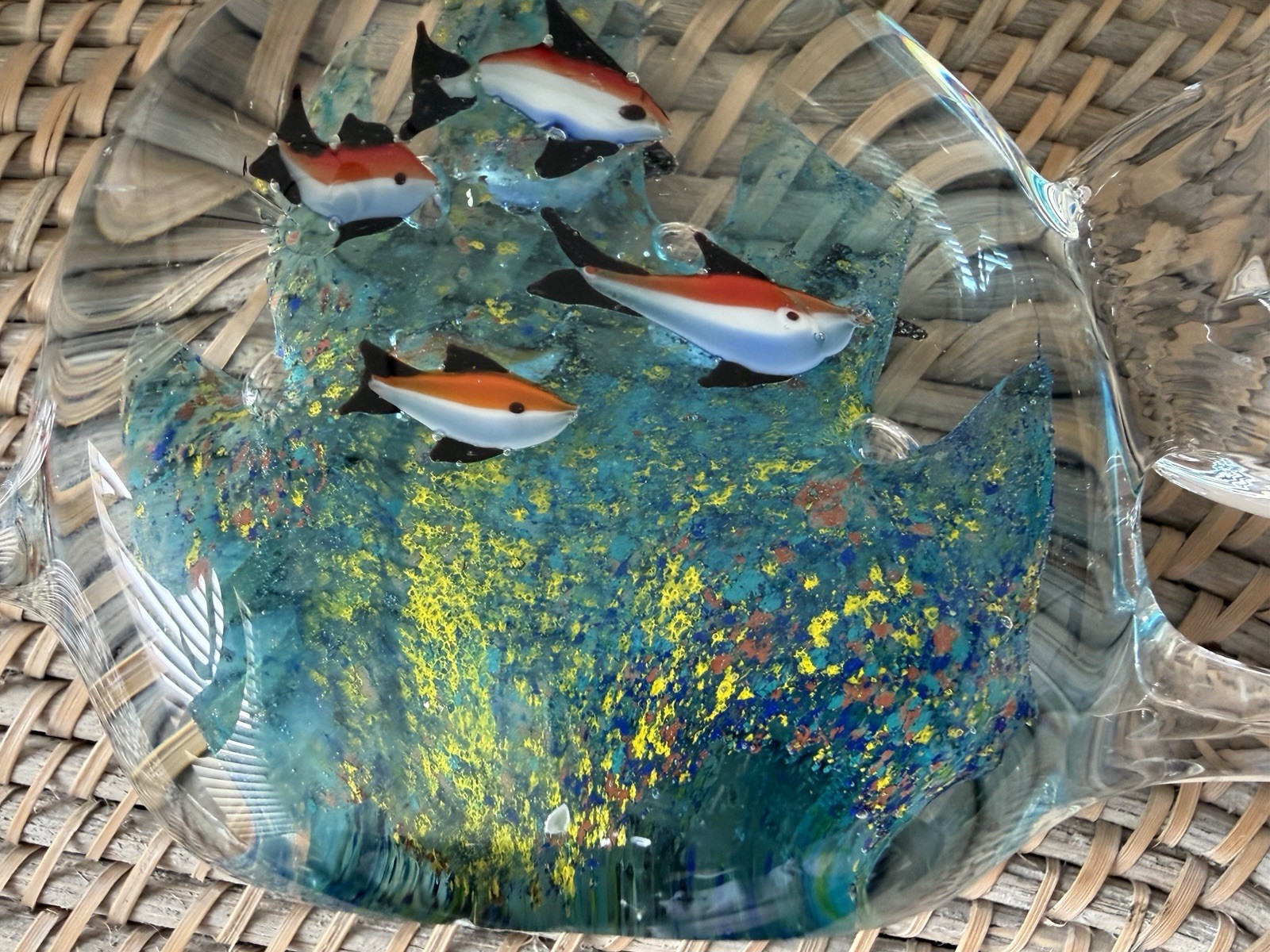Murano Style Art Glass Angle Fish Aquarium Coral Fish Sculpture 6″