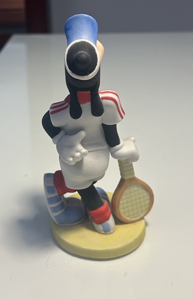 Vintage Porcelain Disney Goofy Tennis Player Figurine, Excellent Condition
