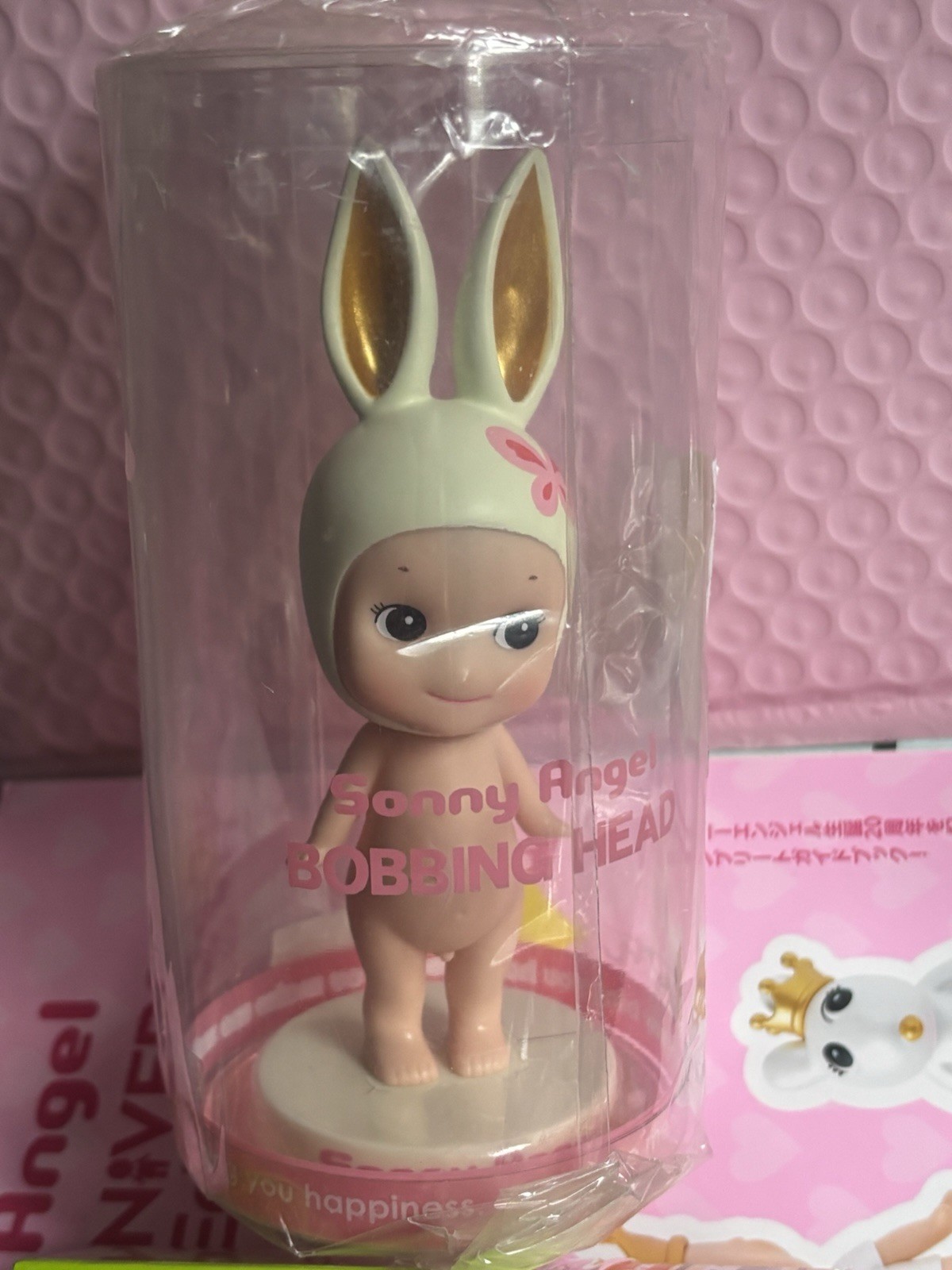 Authentic Sonny Angel White – Gold Rabbit Bubble Head w. Butterfly