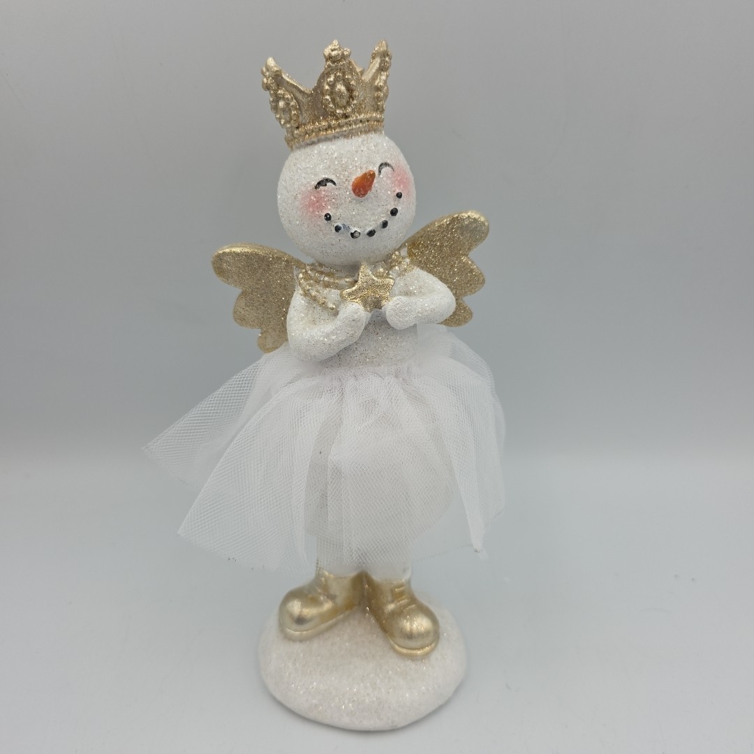 Cracker Barrel Snow lady Figurine Snowman Shelf Sitter With Star Christmas