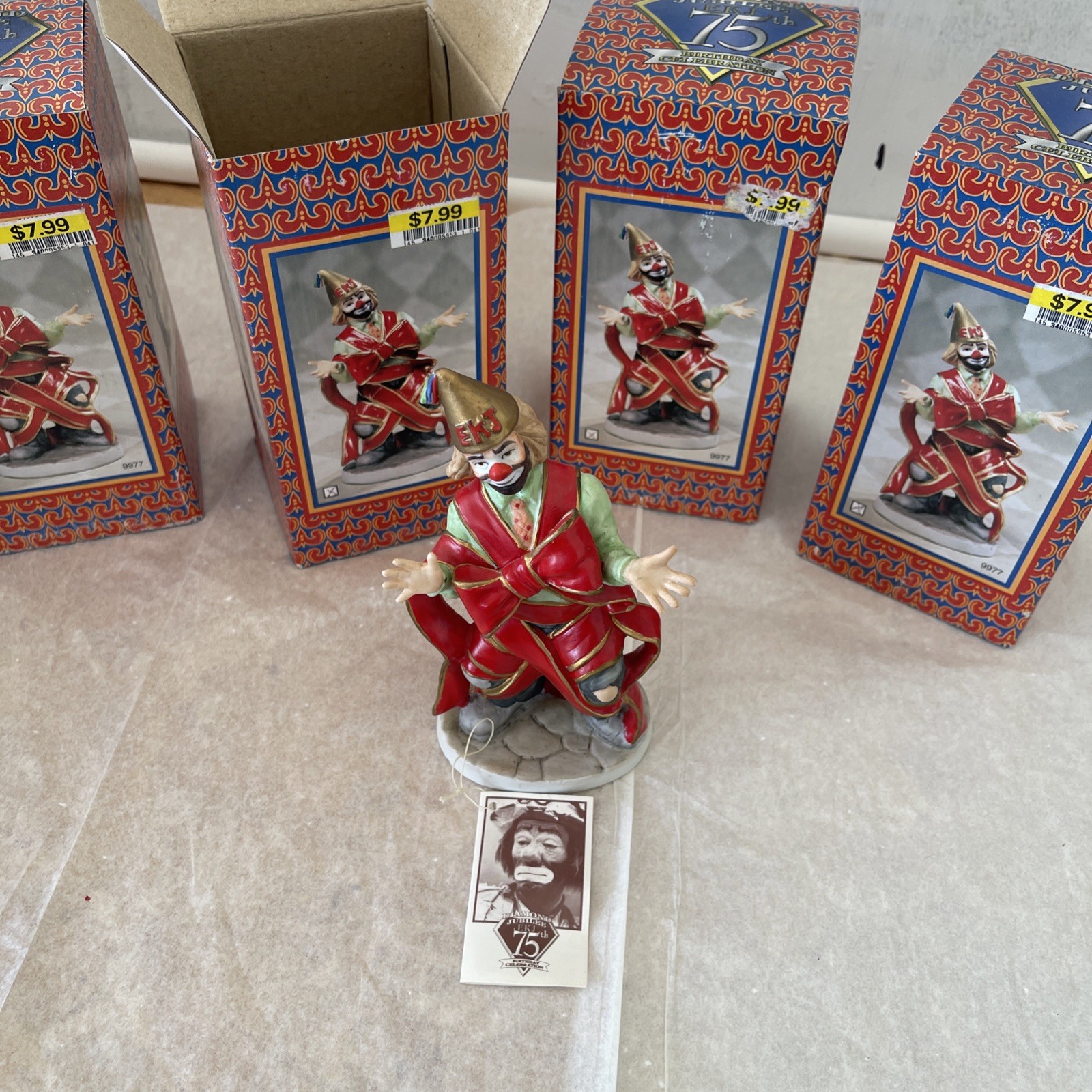 Emmett Kelly Jr 75th Birthday Celebration Flambro Clown 9977 red Ribbon