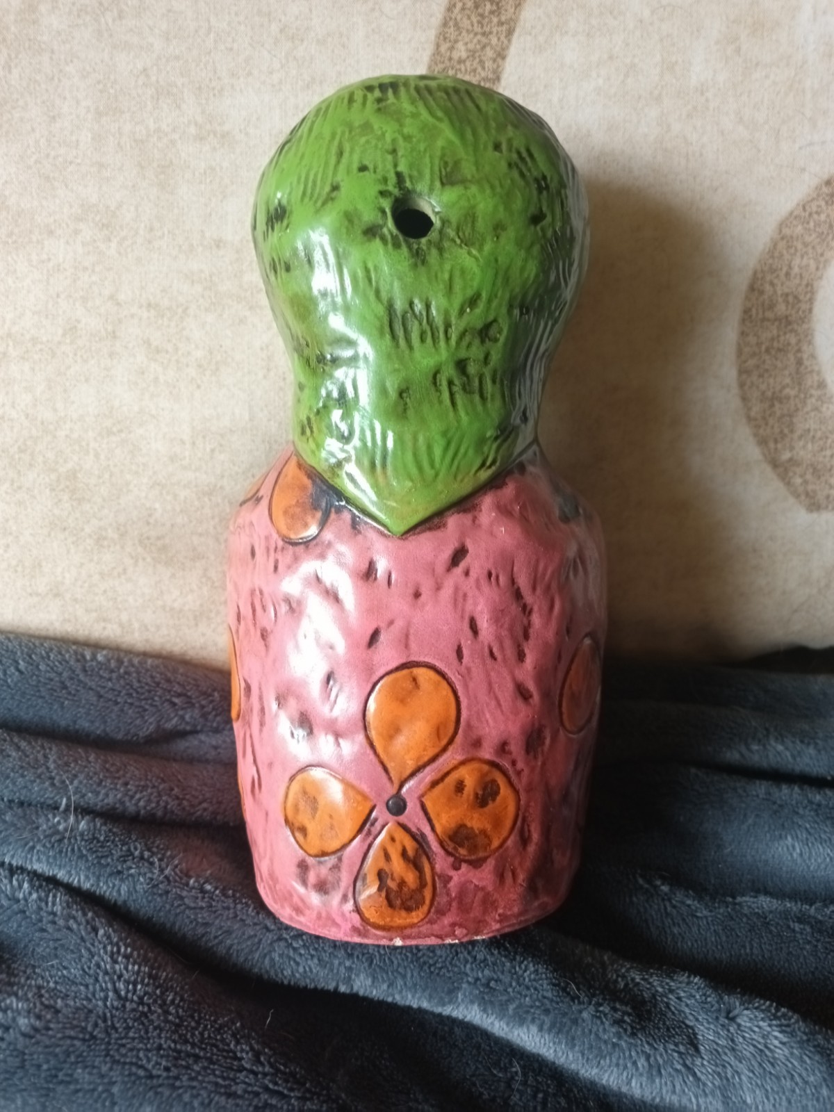 1960s Pride Creations Babushka Paper Mache Plant Holder Wall Pocket