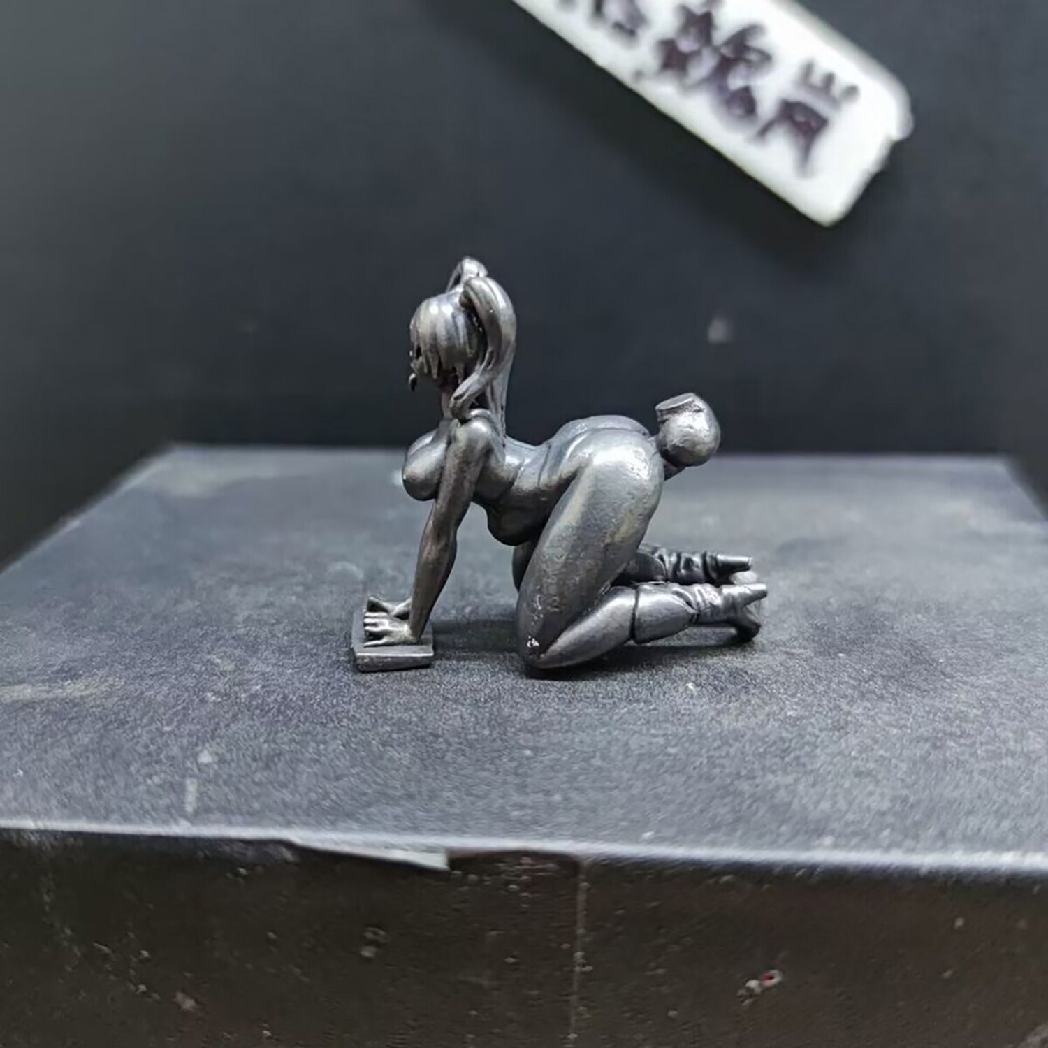 Black Pure Solid Bronze Beauty Nude Girl Wipe The Floor Hand Carved Model Statue