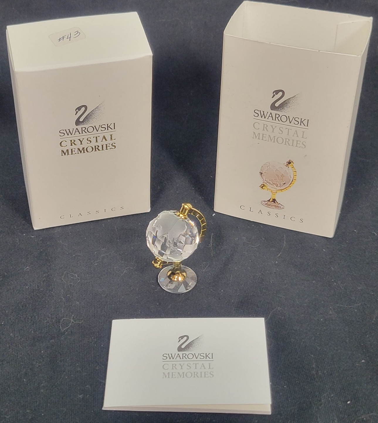 SWAROVSKI Crystal Memories Gold Plated “MINI GLOBE” Figurine NIB /2c43