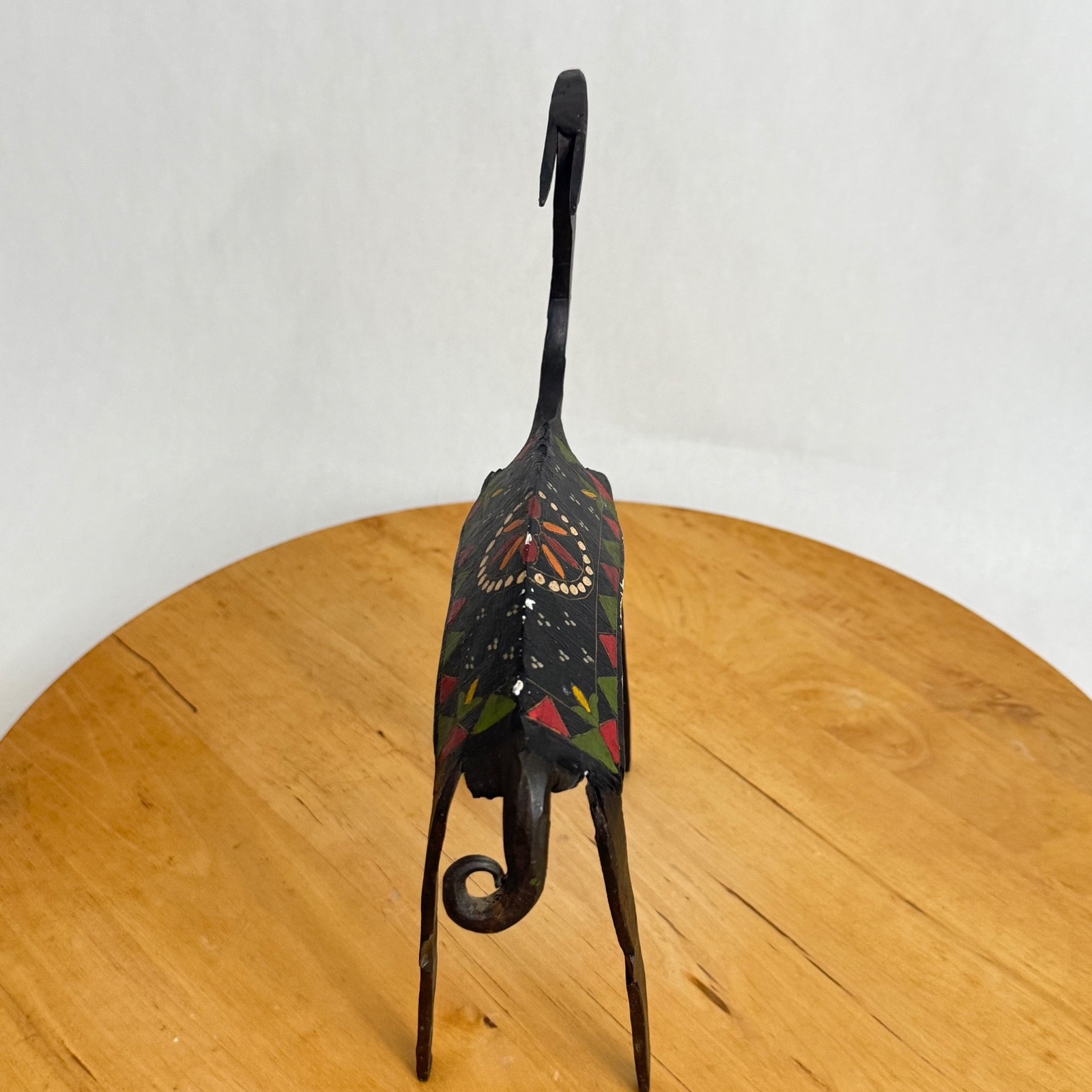 Vintage Late 20th Century Brutalist Forged Metal Hand Painted Gazelle Deer Art