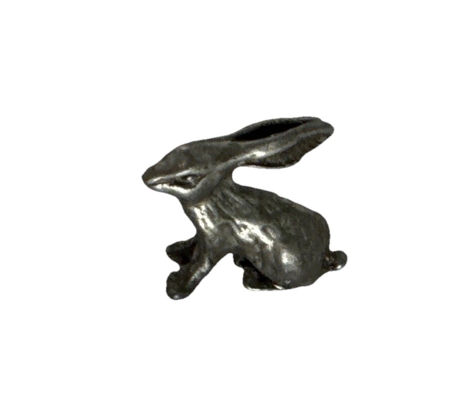 Vintage Miniature Pewter Bunny Rabbit Hare Animal Figurine