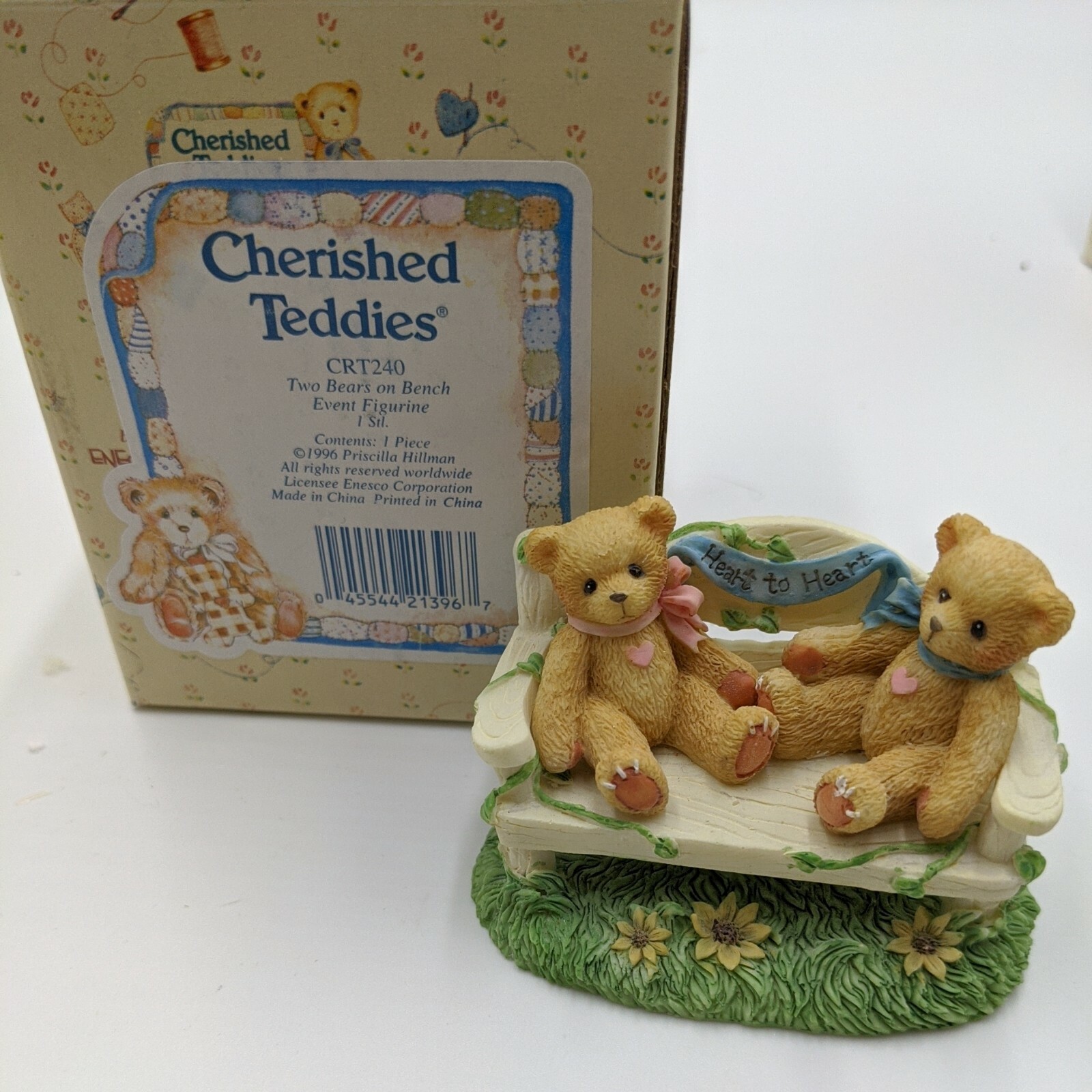 1996 Cherished Teddies “Two Bears on Bench” Figurine – CRT240 Event Figure