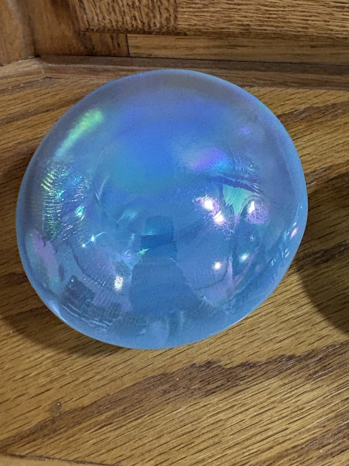 Viking Blue Opalescent Carnival Glass Mushroom Set by Mosser Set of 3