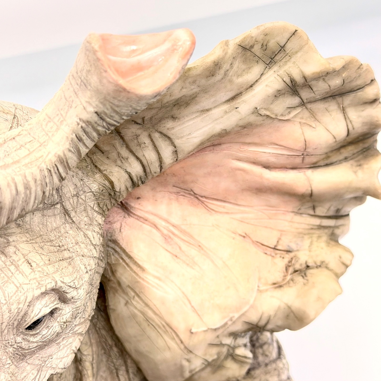 RARE 13” Montefiori Elephant Mother & Calf Heavy Alabastro Stone-Resin Italy DSN