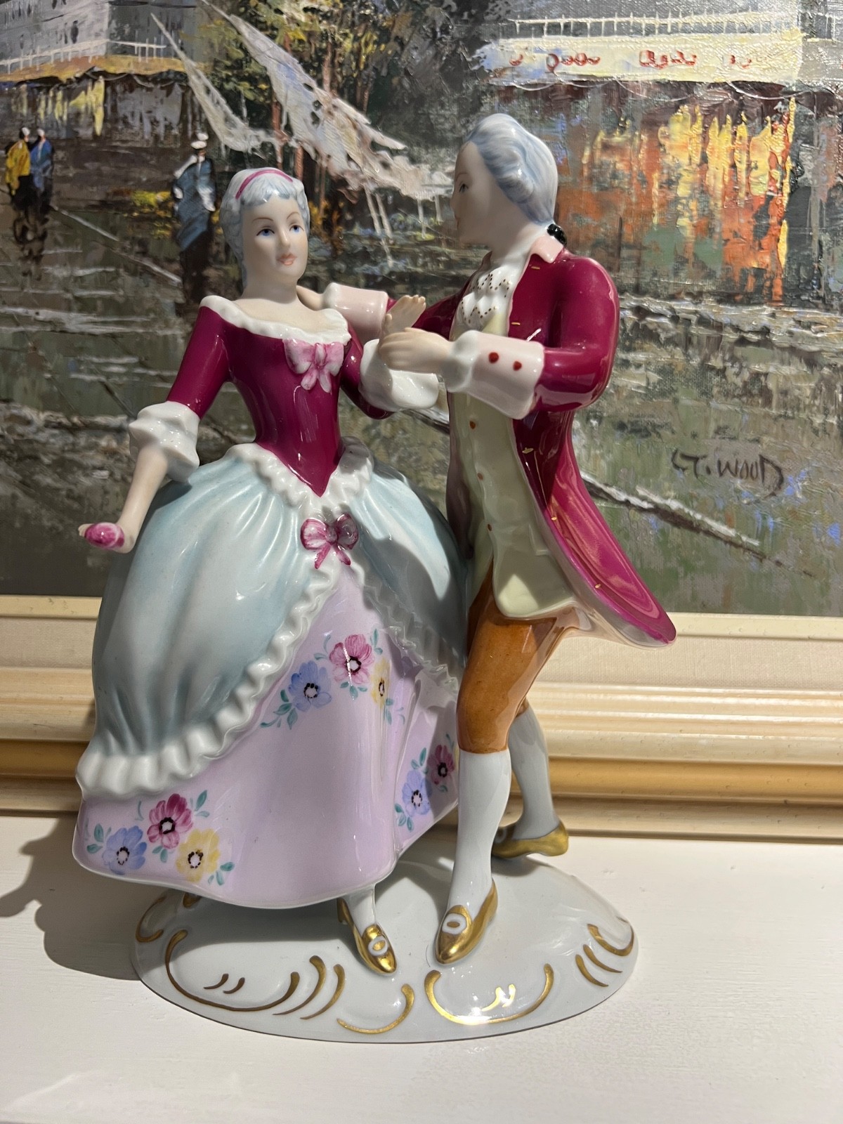 Rare Royal Dux Czechoslovakia Bohemia Dancing Victorian Couple PorcelainFigurine