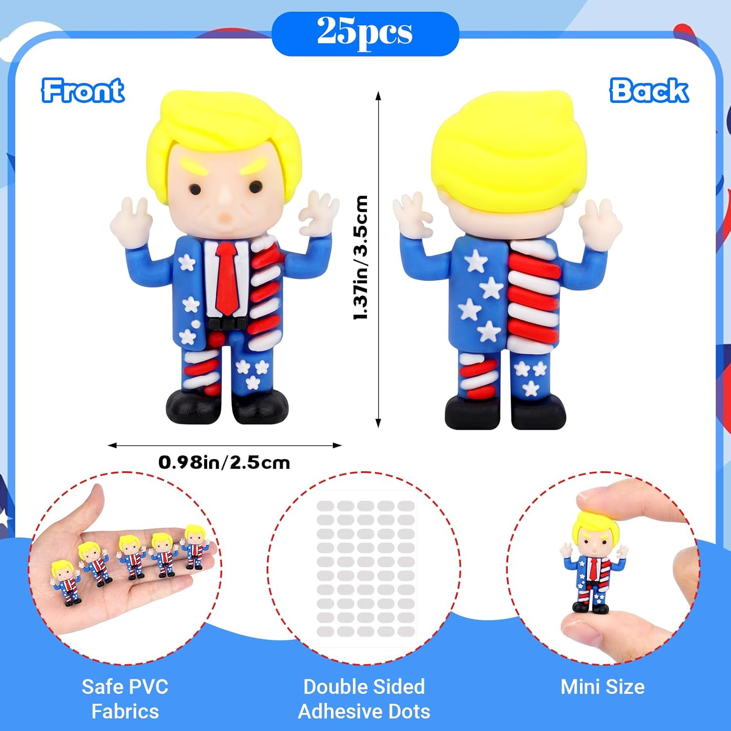 25 Pcs 4Th of July Mini Figures Ornaments,Fun Miniature Independence Day Patriot