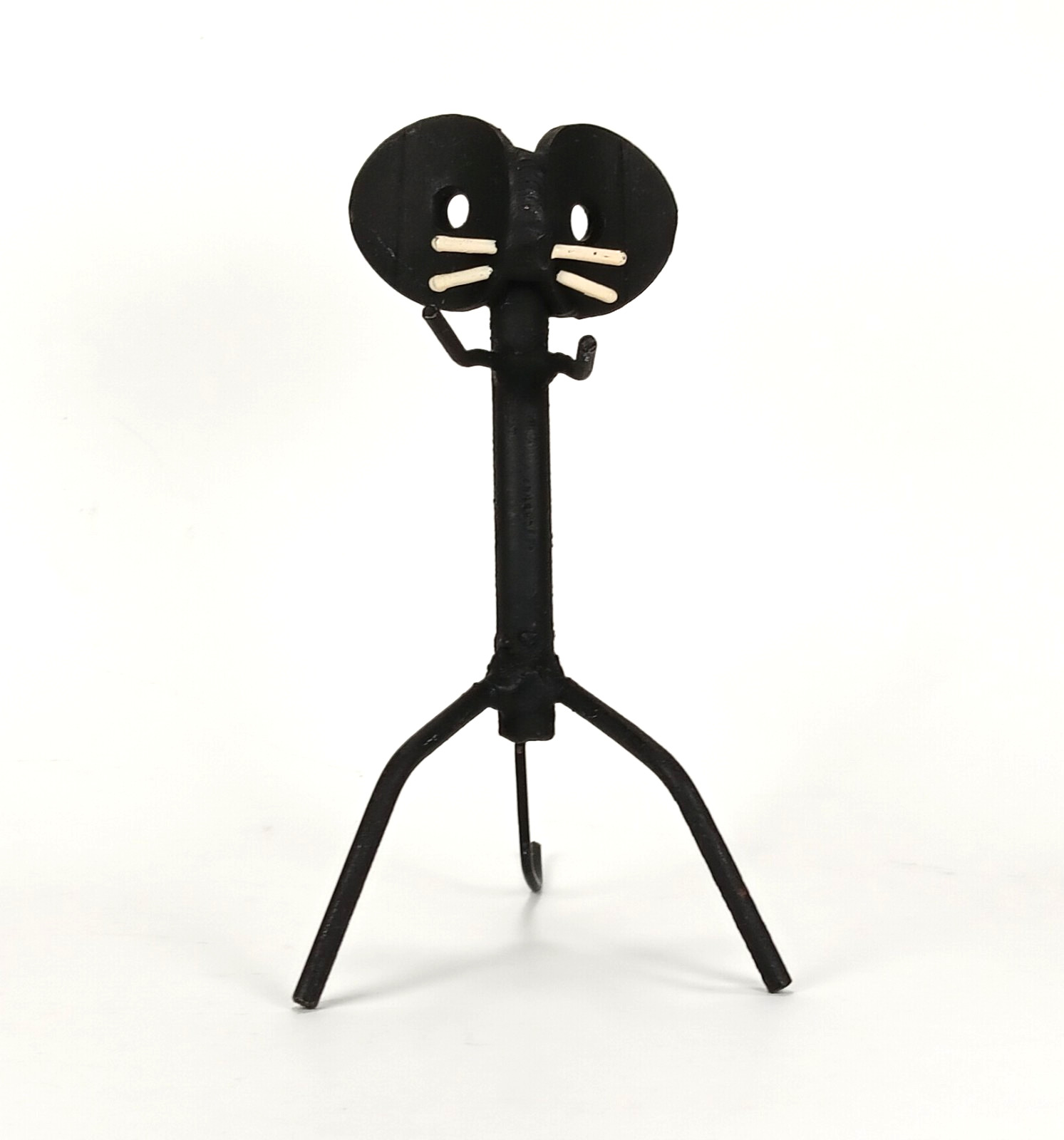 VTG Mouse Sculpture Handmade Mid Century Black Cast Metal Abstract Art Figure