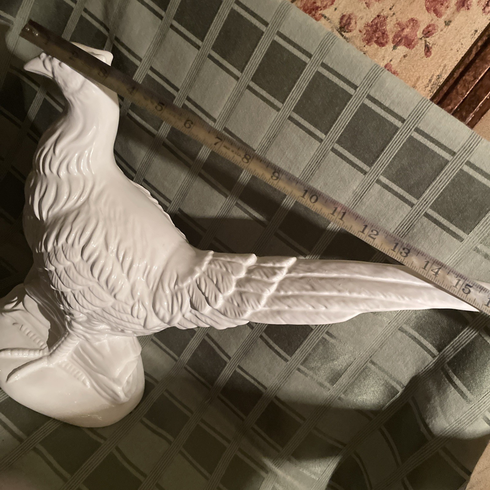 Williams-Sonoma White Pheasant Figurine Bird Decor w/ Log 🪵 Base