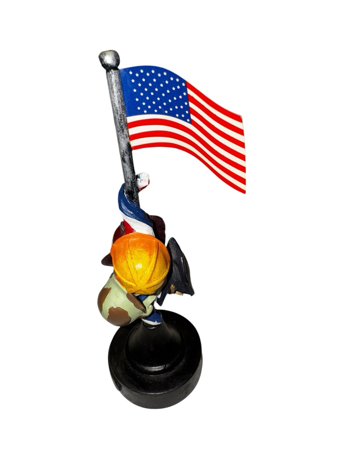 Cobble Creek Patriotic Americana Figurine Holding U.S. Flag Resin Decor
