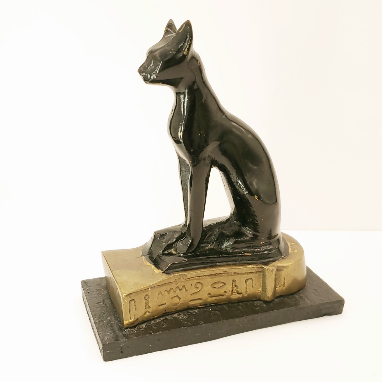 Vtg Solid Brass Bastet Egyptian Cat Figurine