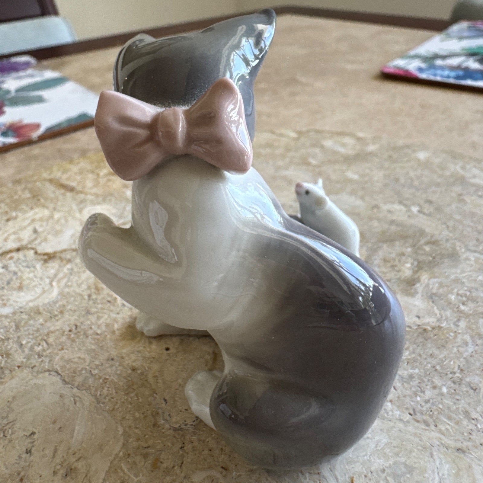 Lladro Spain #5236 Cat & Mouse Kitten Porcelain Figurine Retired Glossy Spain