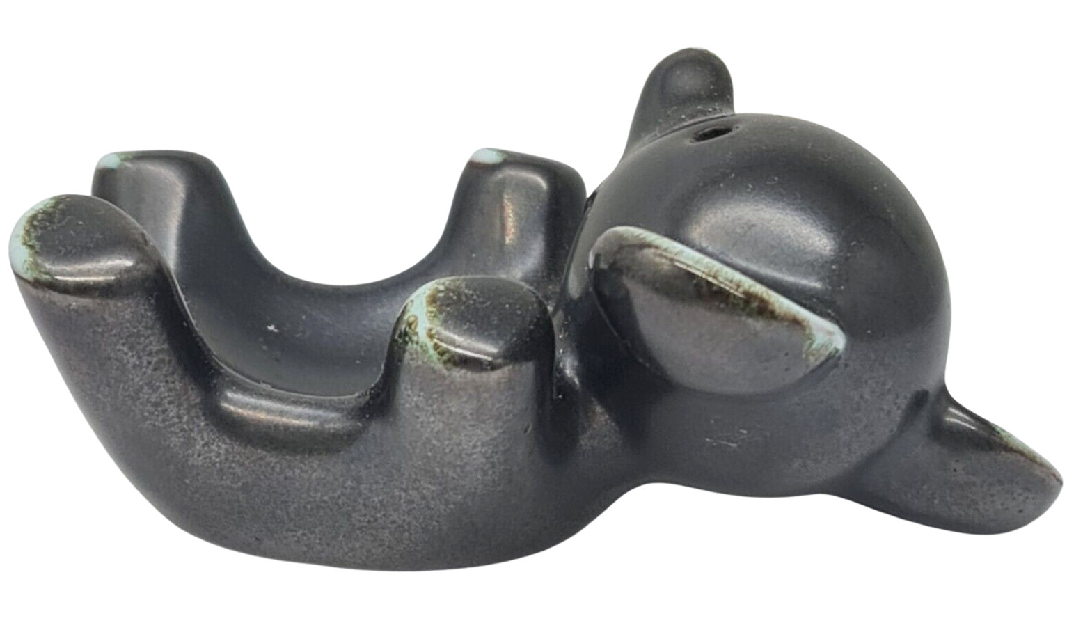 Walter Bosse bear miniature pottery black matte glaze Karlsruher Majolika 1½”h