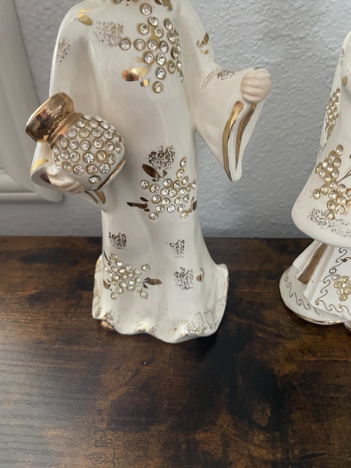 Vintage 1950’s LEFTON Asian Figurines With Rhinestones Lot Of 4