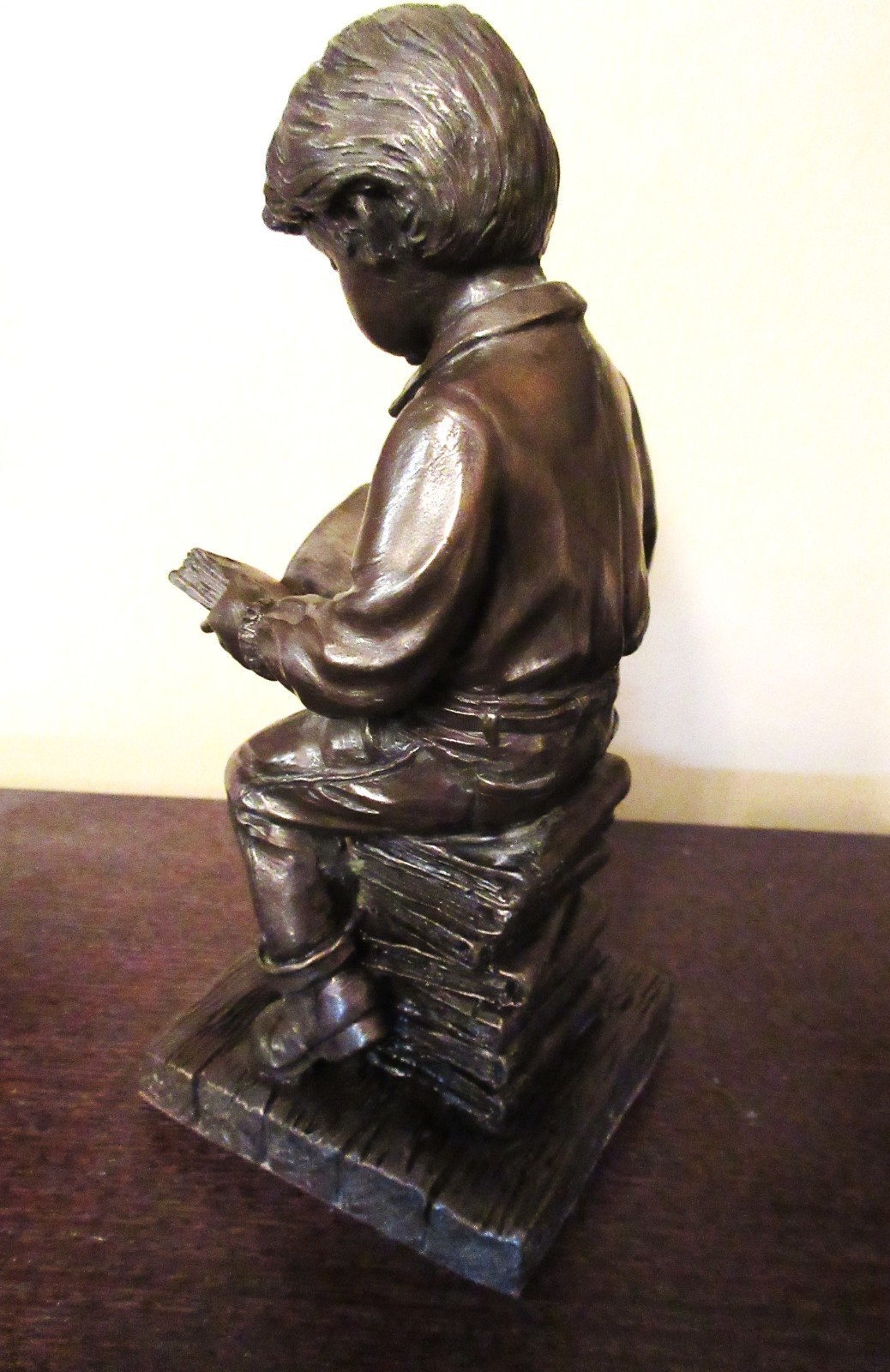 Boy Reading Book While Sitting on Stacked Books Figurine 6.5” Ireland No Box