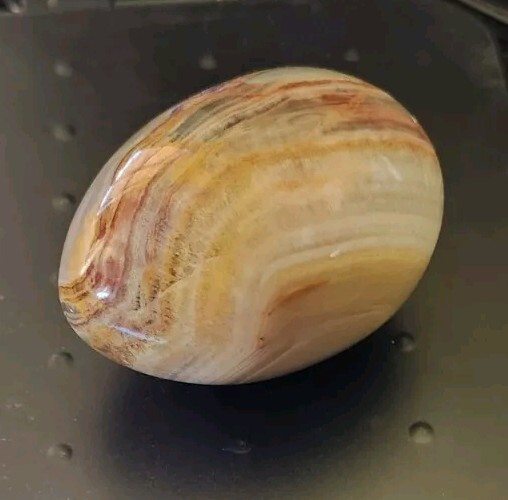 Vintage Onyx Marble Stone Egg Polished 3″x2″ Cream Tan Rust Red Stripe