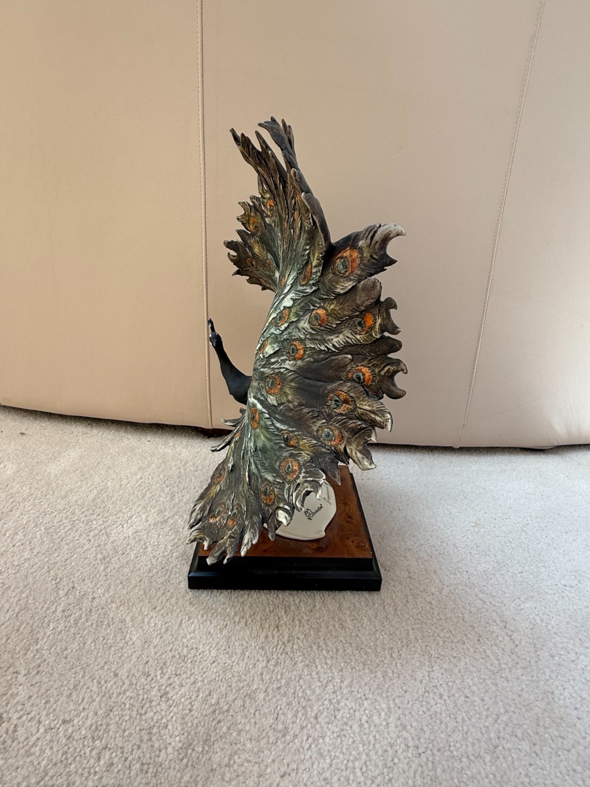 Giuseppe Armani Blue Peacock, Signed & Dated, Florence Studios, Rare