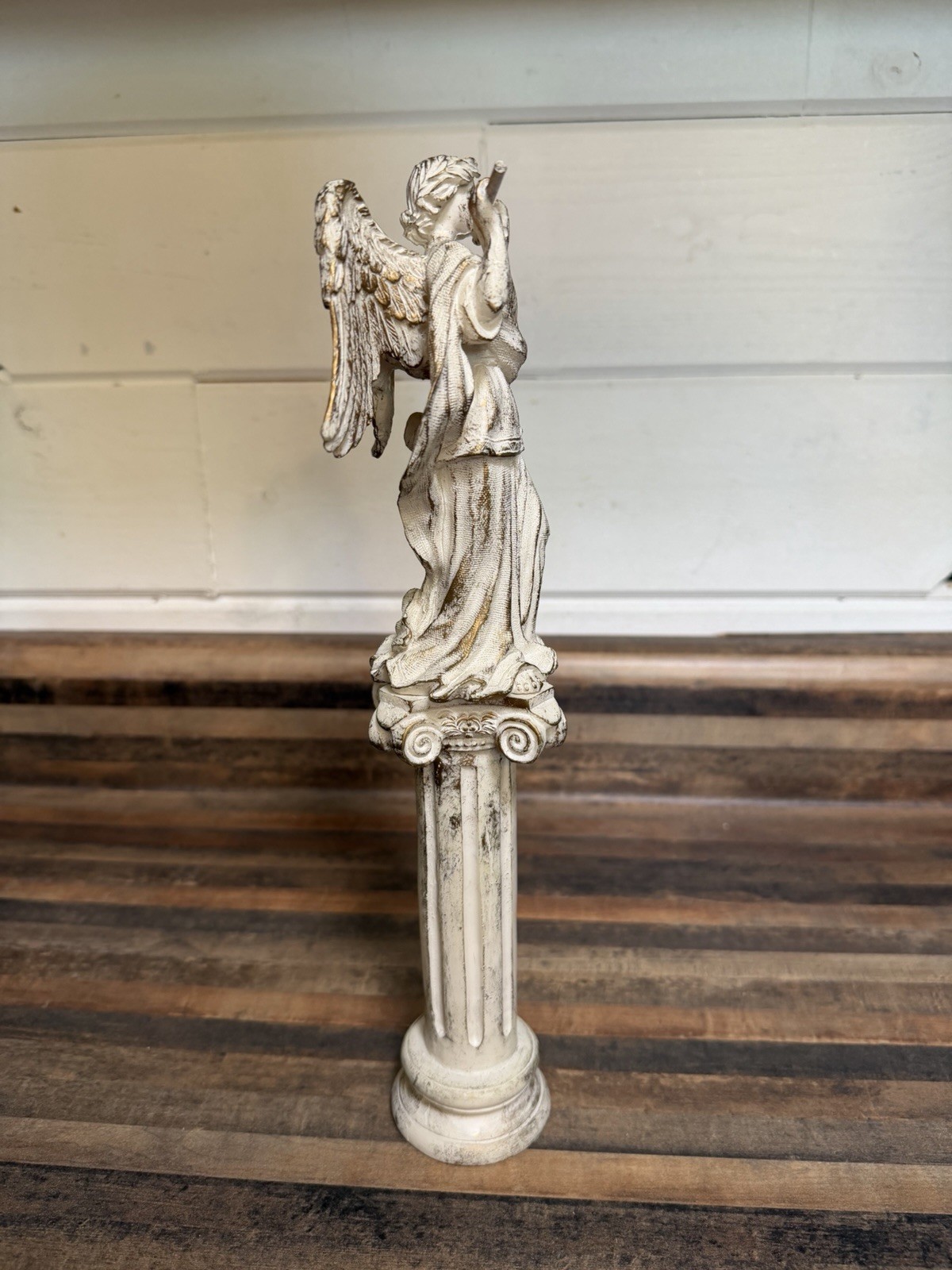 Unicorn Merchandise Corp Resin Angel Figurine, Distressed White, 12.5in 3D