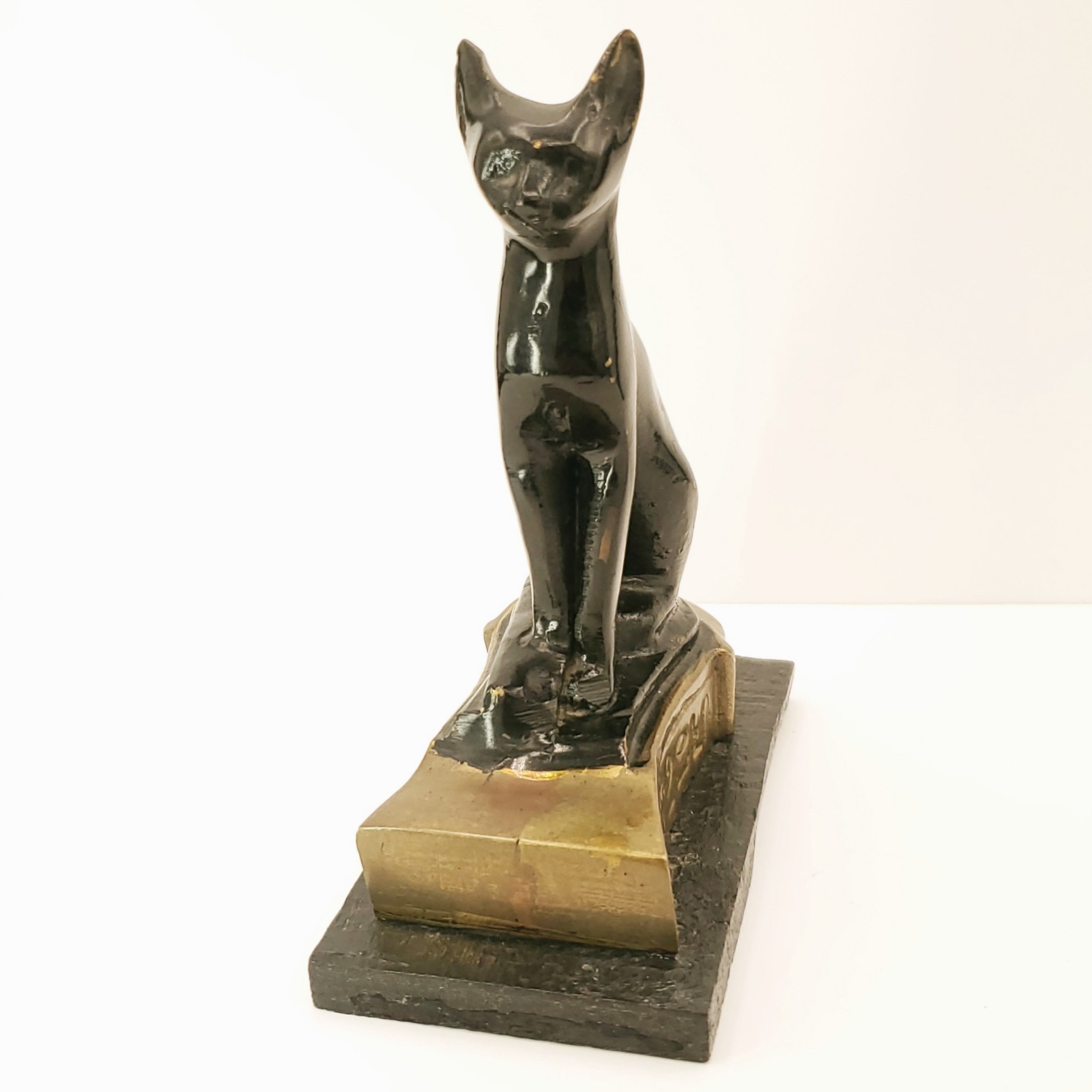 Vtg Solid Brass Bastet Egyptian Cat Figurine