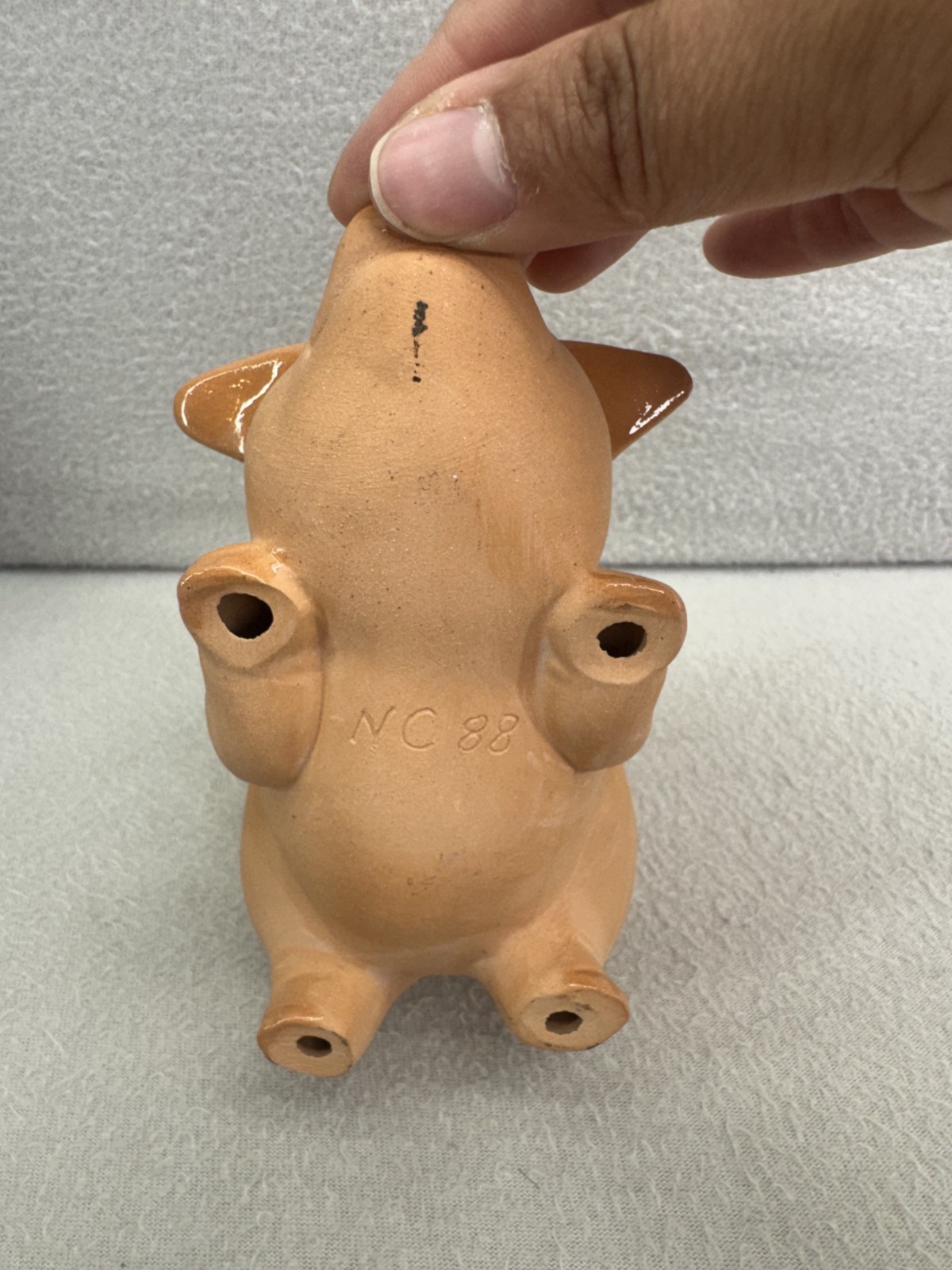 VTG 1988 Signed Terra Cotta Pig Figurine 6in Rustic Farmhouse Country Decor