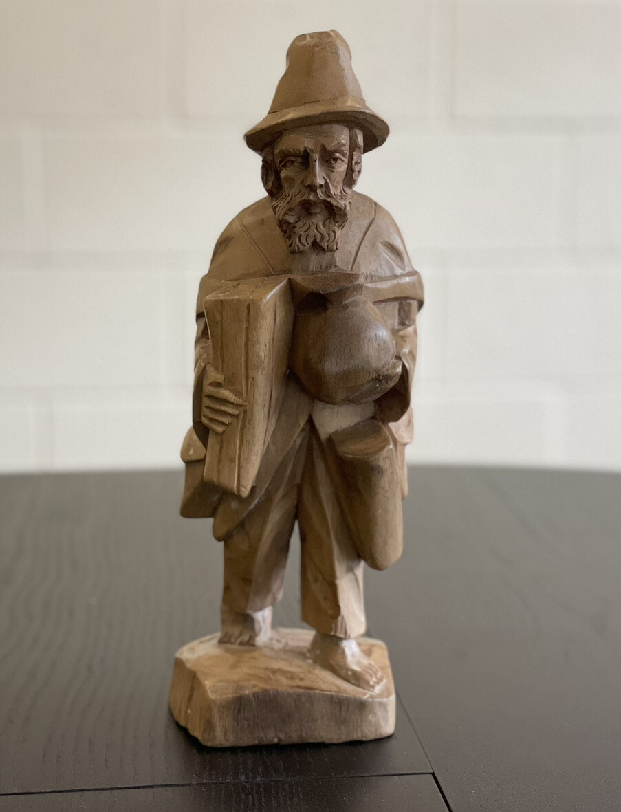 Artisan Hand Carved Wooden Folk Art Statue Traveler, 13 Inches Tall, Columbia