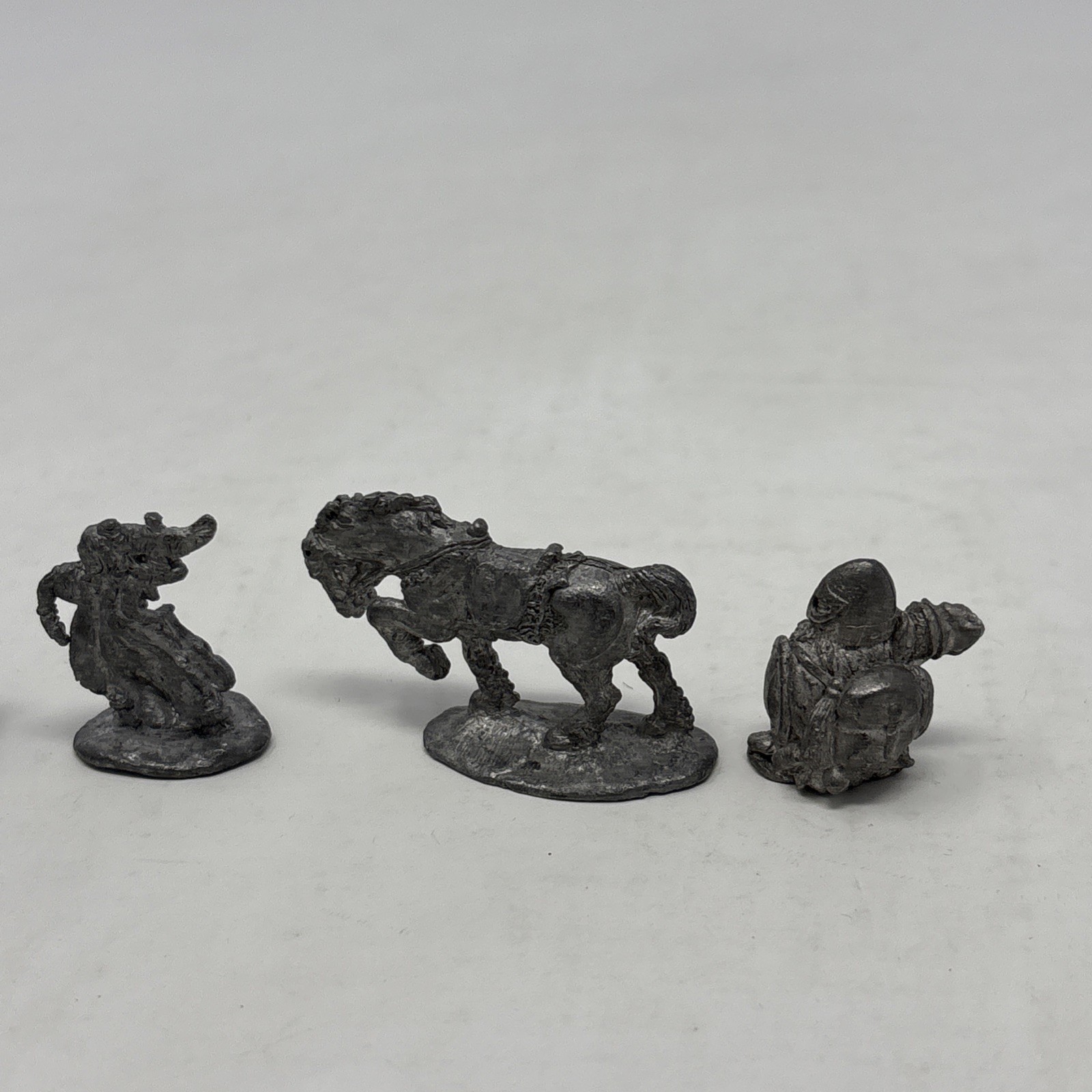 Lot Of 6 Vintage Miniature Fantasy Metal Figurines Horse, Dwarf, Warriors As Is*