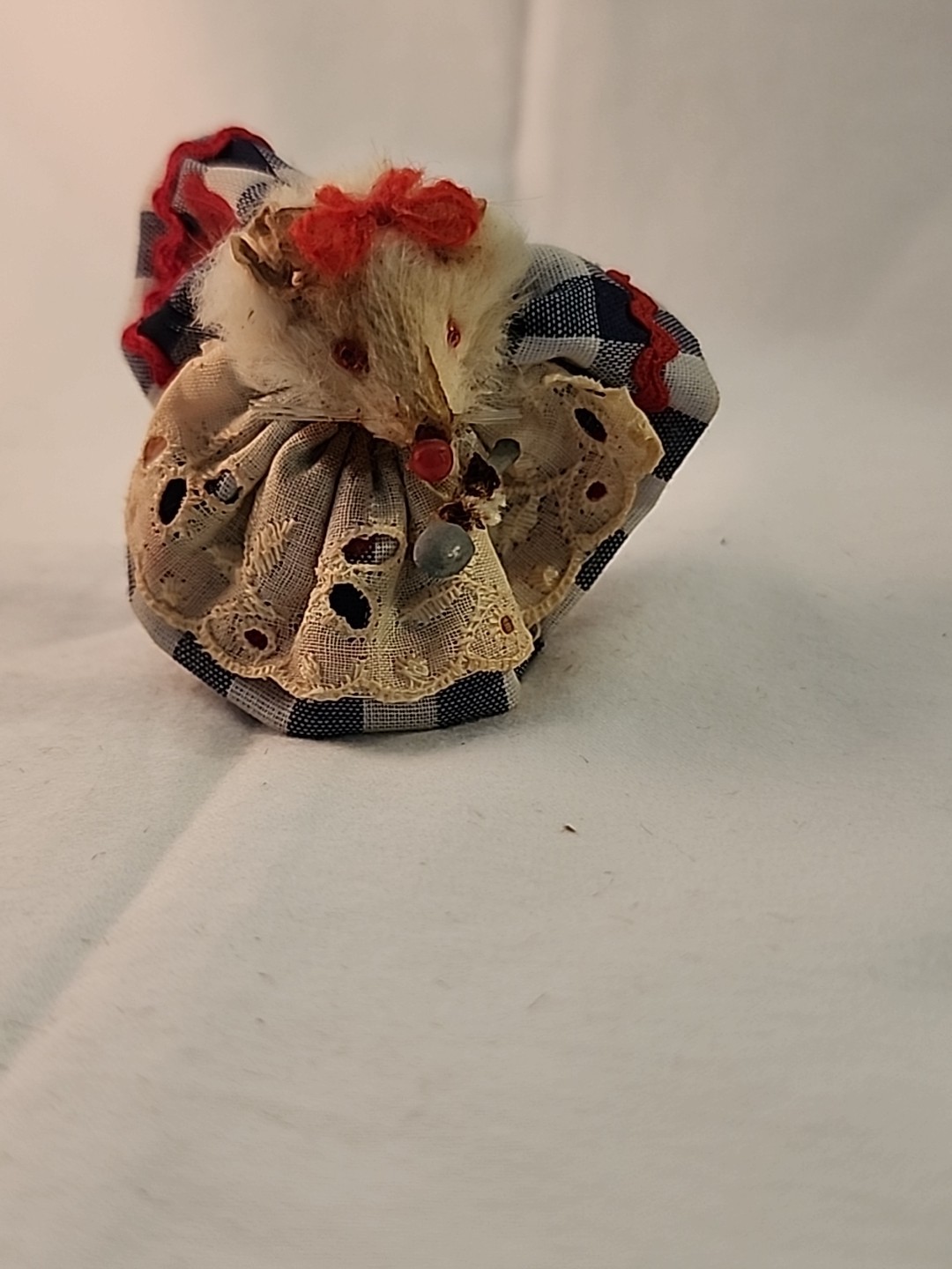 Vintage Original Fur Toys Mouse in Dress with Spoon West Germany